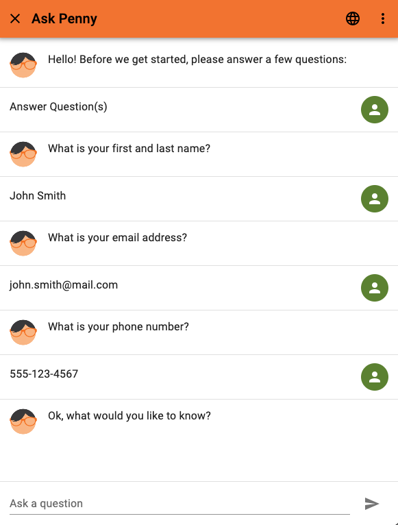Chatbot Conversation - Inquiry Form