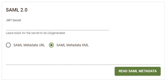SAML metadata file